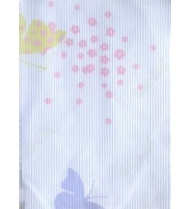 White pink green color vertical lines with butterfly stars poly sheer roller blind   109399